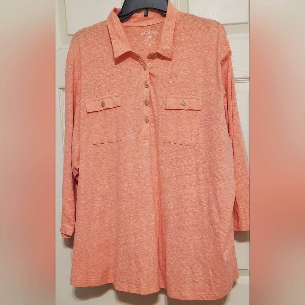 RIDERS by Lee Instantly Slims You Long Sleeve Lightweight 3X Women's Shirt